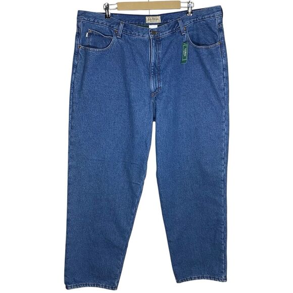 LL Bean Flannel Lined Jeans Mens 42x32 (Tag 44x32) Double L Relaxed Fit Work NWT - Picture 1 of 15
